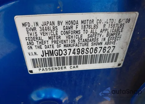 2008 Honda Fit из США, поврежденный, VIN JHMGD37498S067627